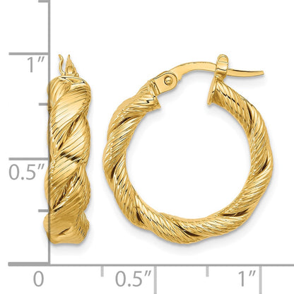 Polished and Textured Twist Hoop Earrings