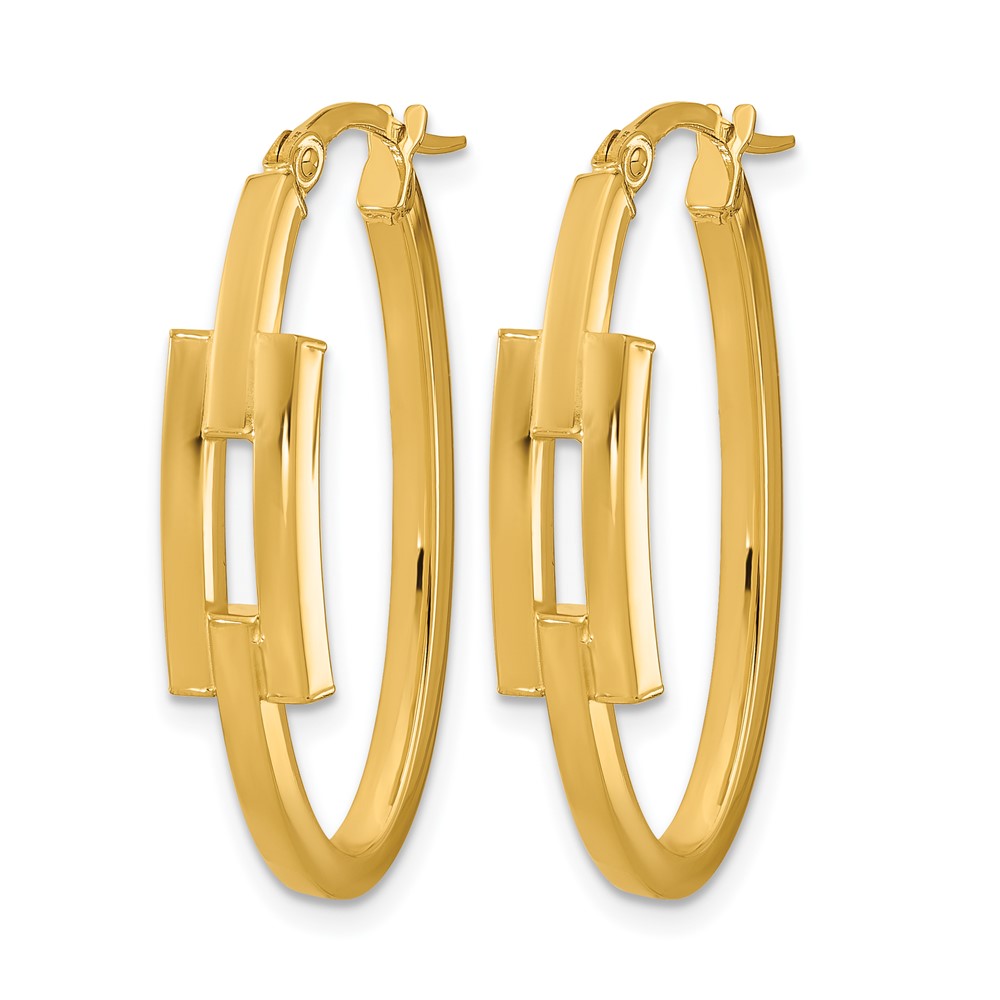 Polished Oval Square Tube Hoop Earrings