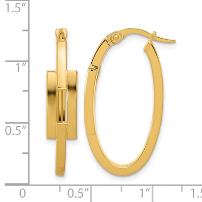 Polished Oval Square Tube Hoop Earrings