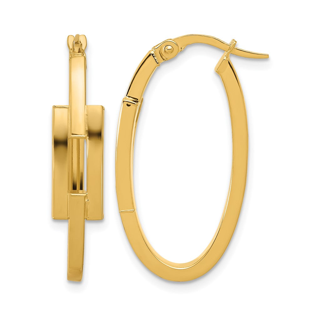 Polished Oval Square Tube Hoop Earrings