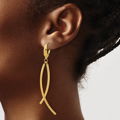 Polished and Textured Tube Dangle Leverback Earrings