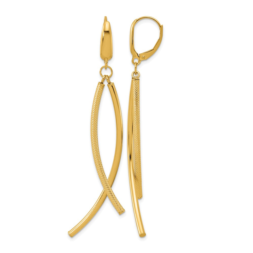 Polished and Textured Tube Dangle Leverback Earrings