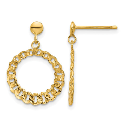 Polished and Diamond-cut Circles Dangle Post Earrings