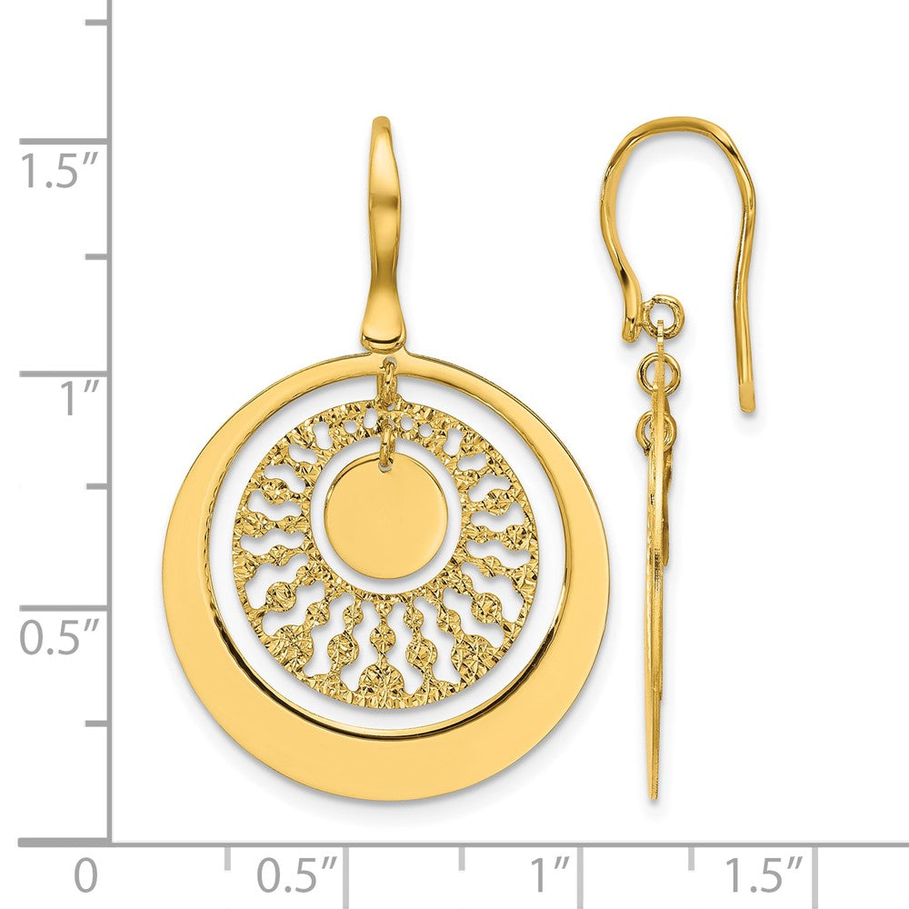 Polished and Diamond-cut Circles Dangle Earrings