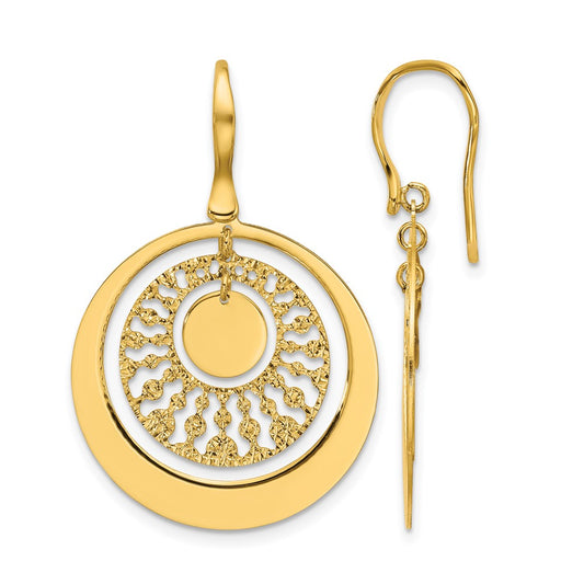 Polished and Diamond-cut Circles Dangle Earrings