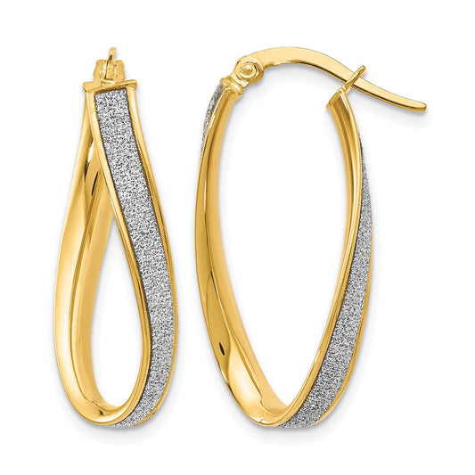 Polished Glimmer Infused Oval Twist Hoop Earrings