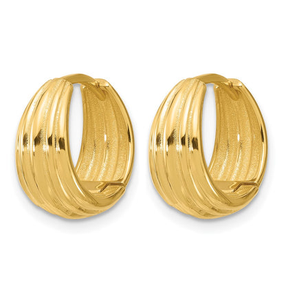 Polished/Grooved Round Huggie Hoop Earrings