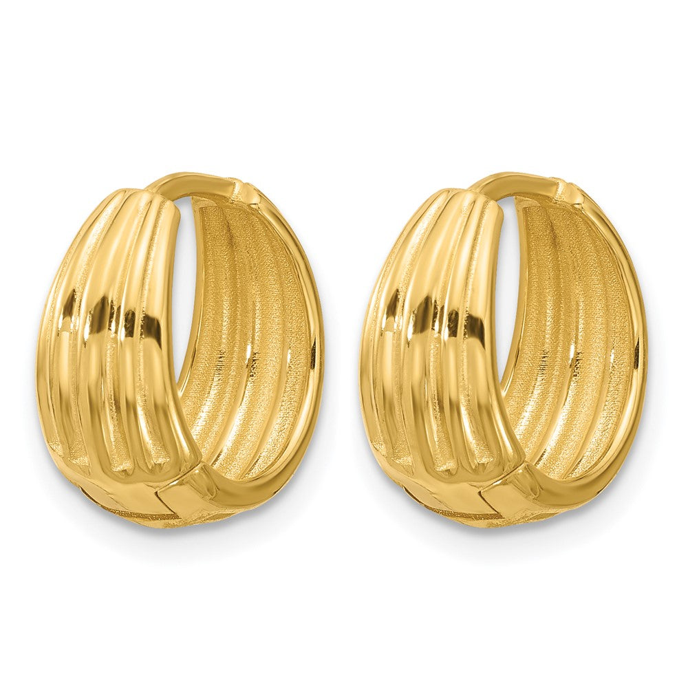 Polished/Grooved Round Huggie Hoop Earrings