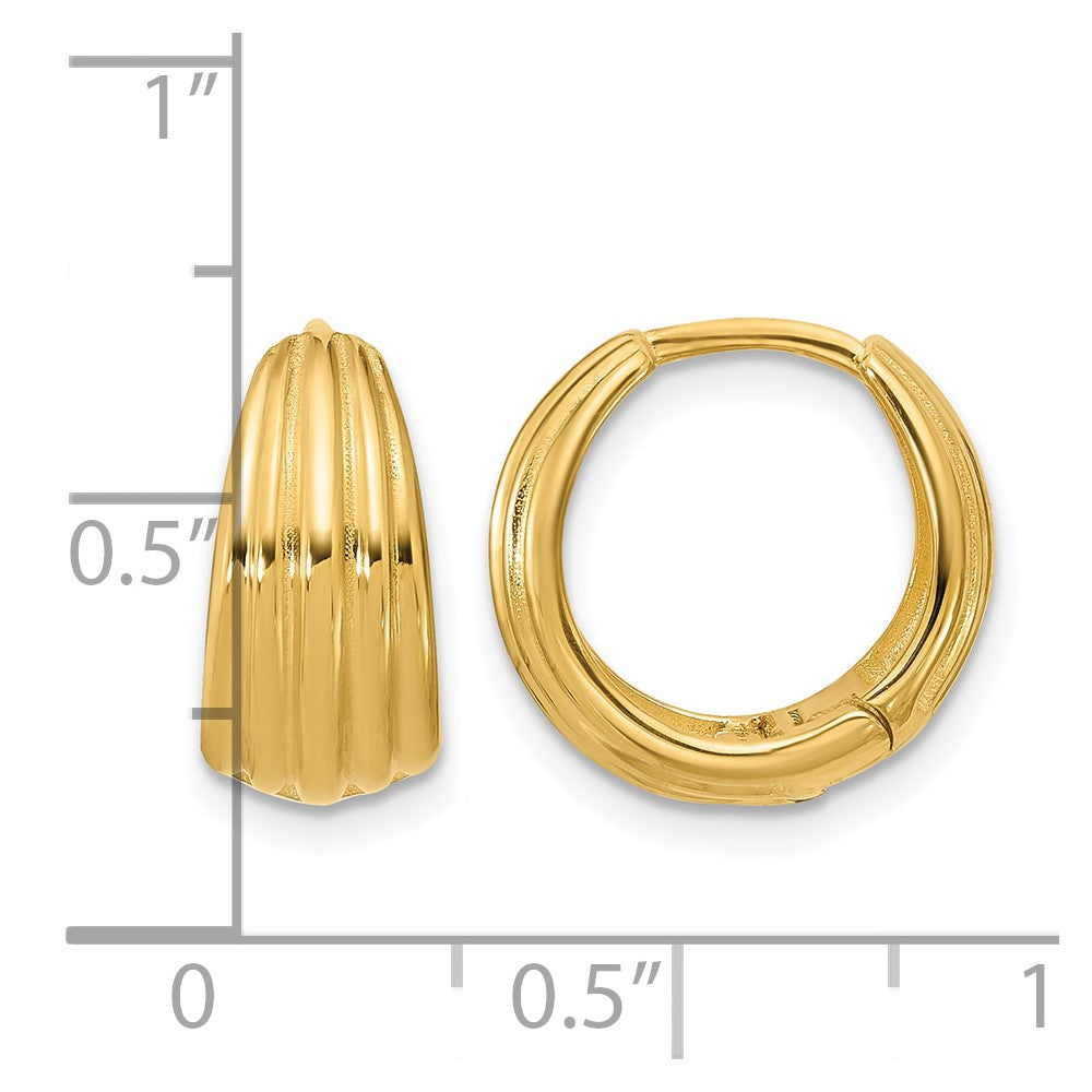 Polished/Grooved Round Huggie Hoop Earrings