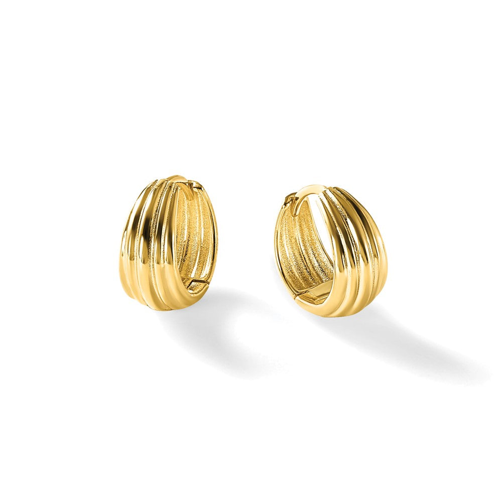 Polished/Grooved Round Huggie Hoop Earrings