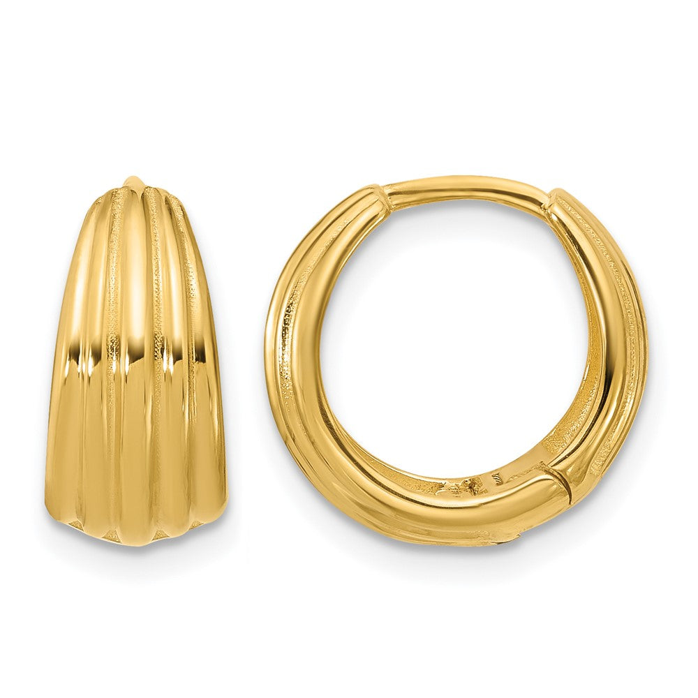 Polished/Grooved Round Huggie Hoop Earrings