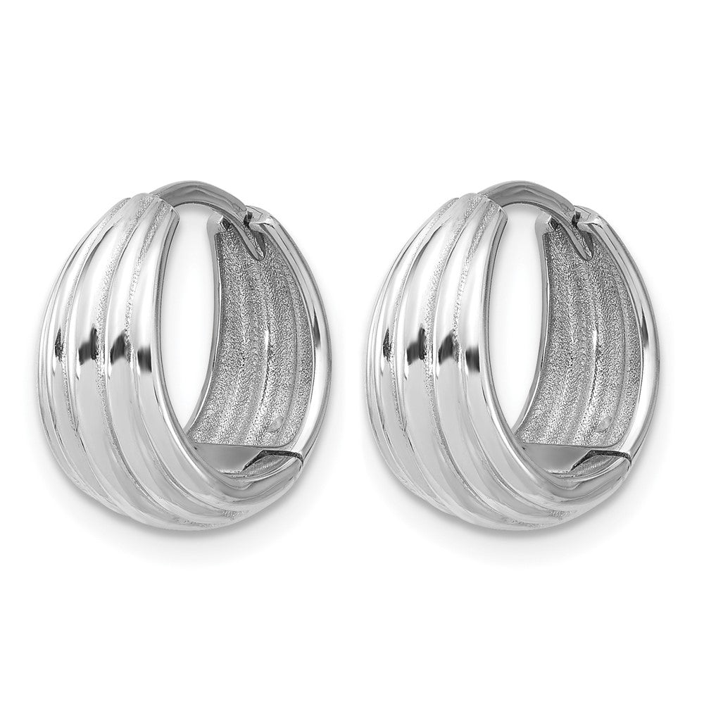 Polished/Grooved Round Huggie Hoop Earrings