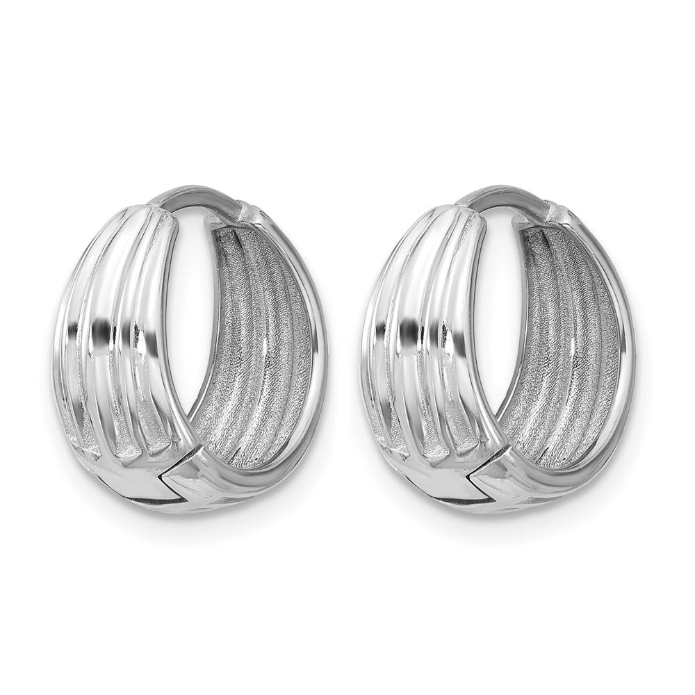 Polished/Grooved Round Huggie Hoop Earrings