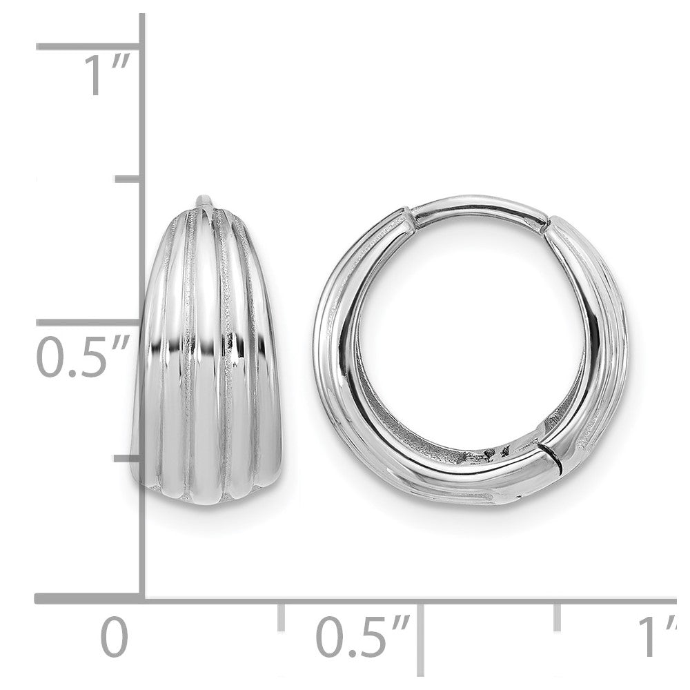 Polished/Grooved Round Huggie Hoop Earrings