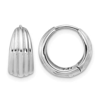 Polished/Grooved Round Huggie Hoop Earrings