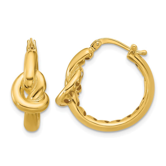 Polished Hollow Knot Round Hoop Earrings