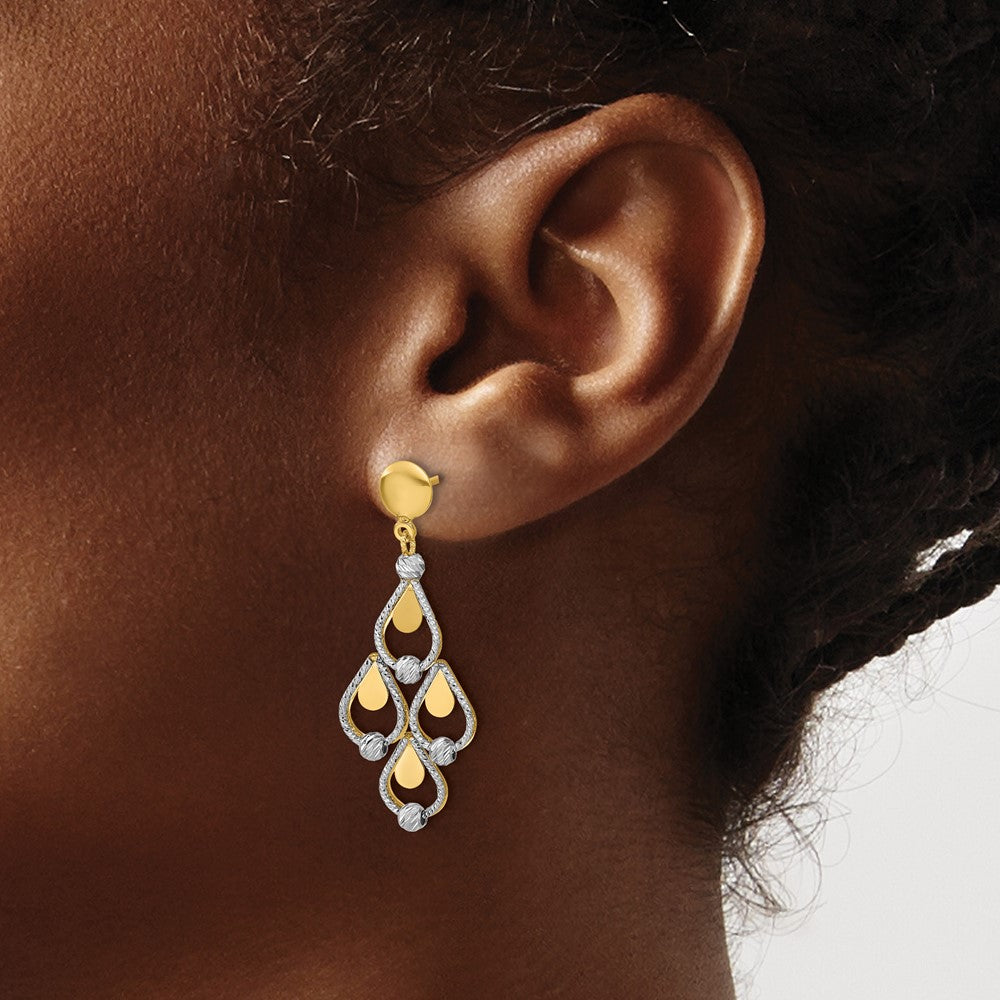 TT Polished / Dia-cut Chandelier Dangle Post Earrings
