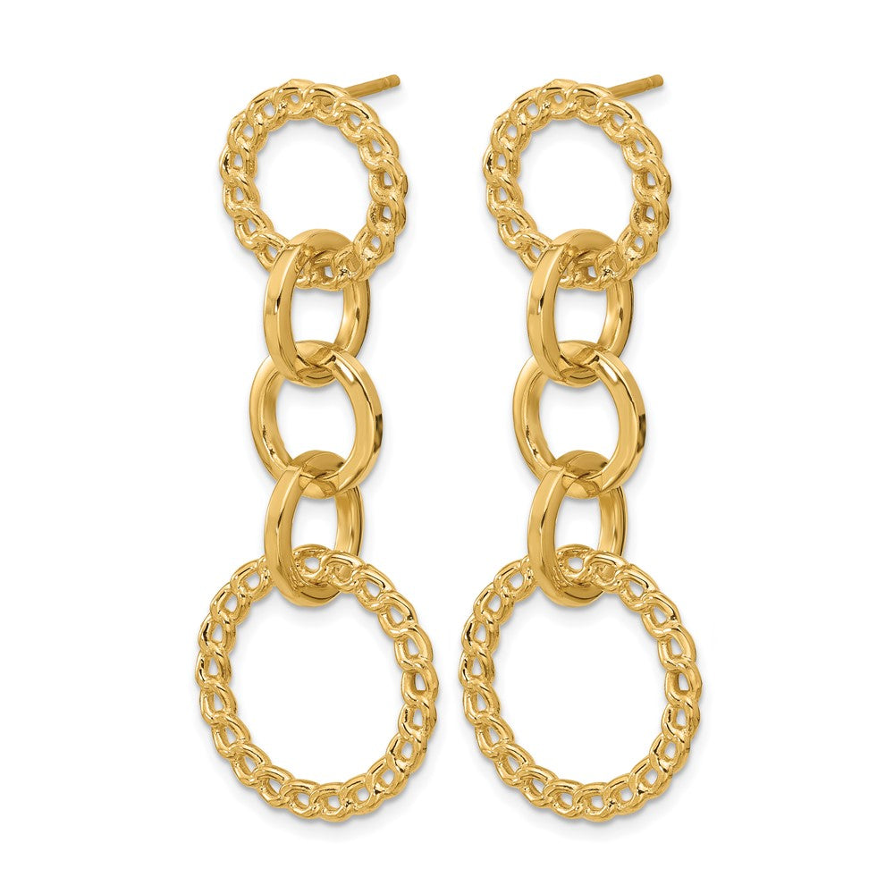 Polished Fancy Circle Link Dangle Post Earrings - 19.25mm