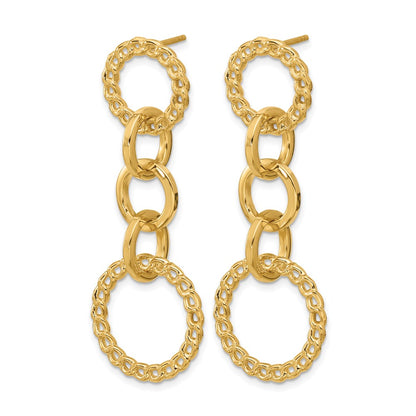 Polished Fancy Circle Link Dangle Post Earrings - 19.25mm