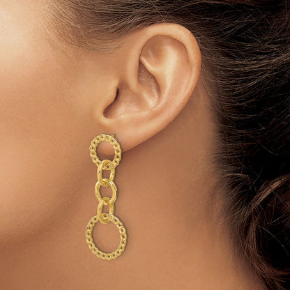 Polished Fancy Circle Link Dangle Post Earrings - 19.25mm