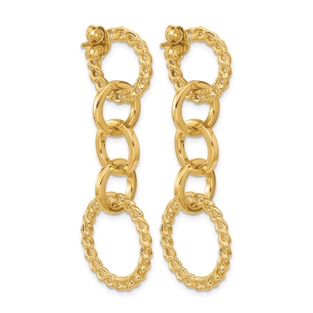 Polished Fancy Circle Link Dangle Post Earrings - 19.25mm