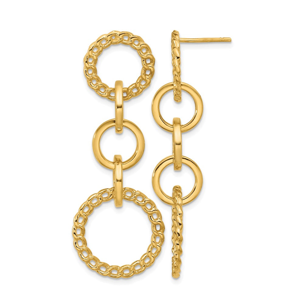 Polished Fancy Circle Link Dangle Post Earrings - 19.25mm
