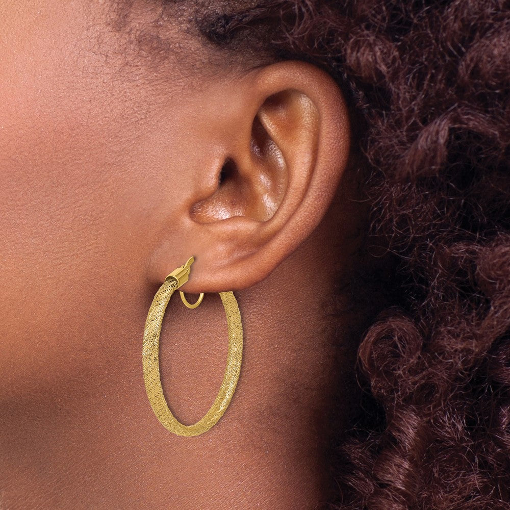 Polished Mesh Round Hoop Earrings