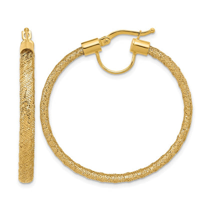 Polished Mesh Round Hoop Earrings