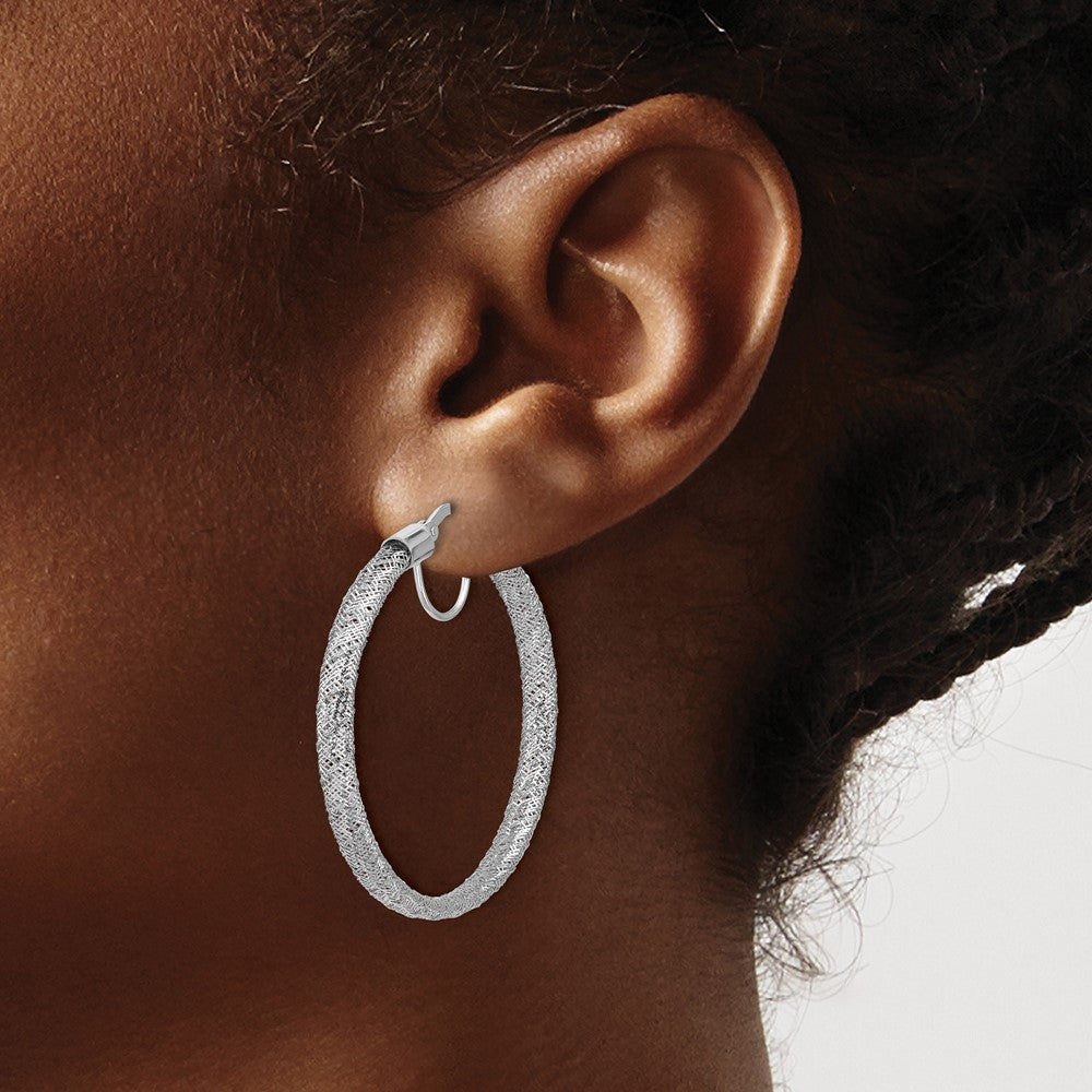 Polished Mesh Round Hoop Earrings