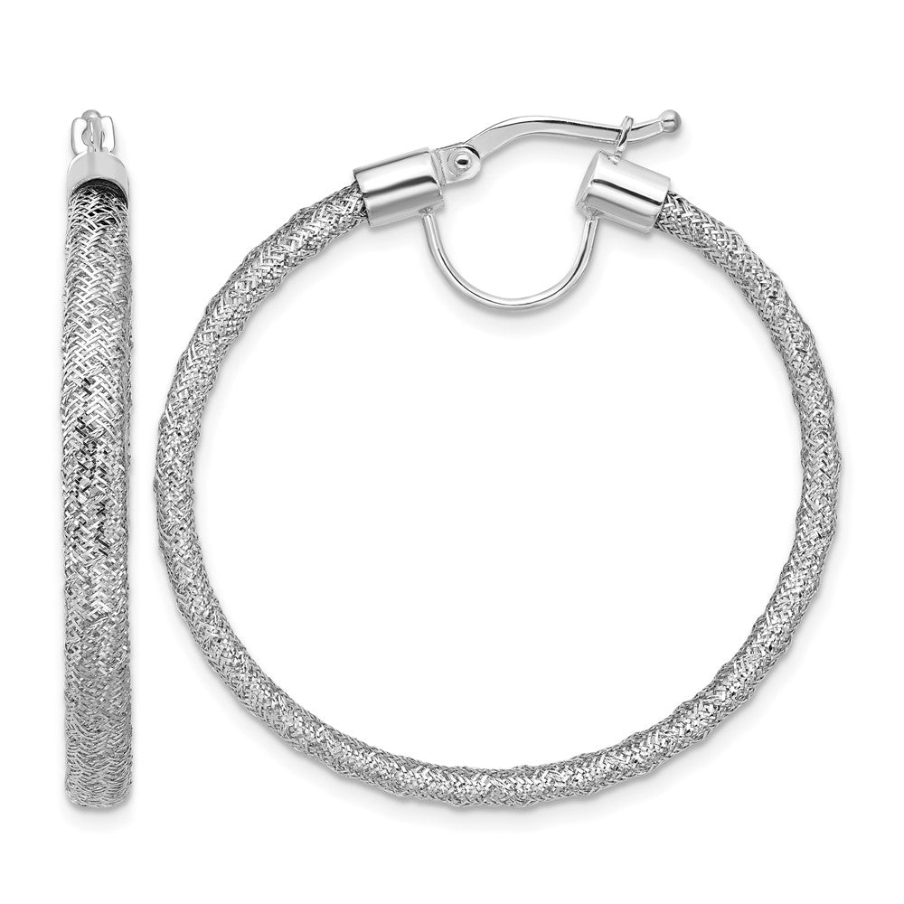 Polished Mesh Round Hoop Earrings