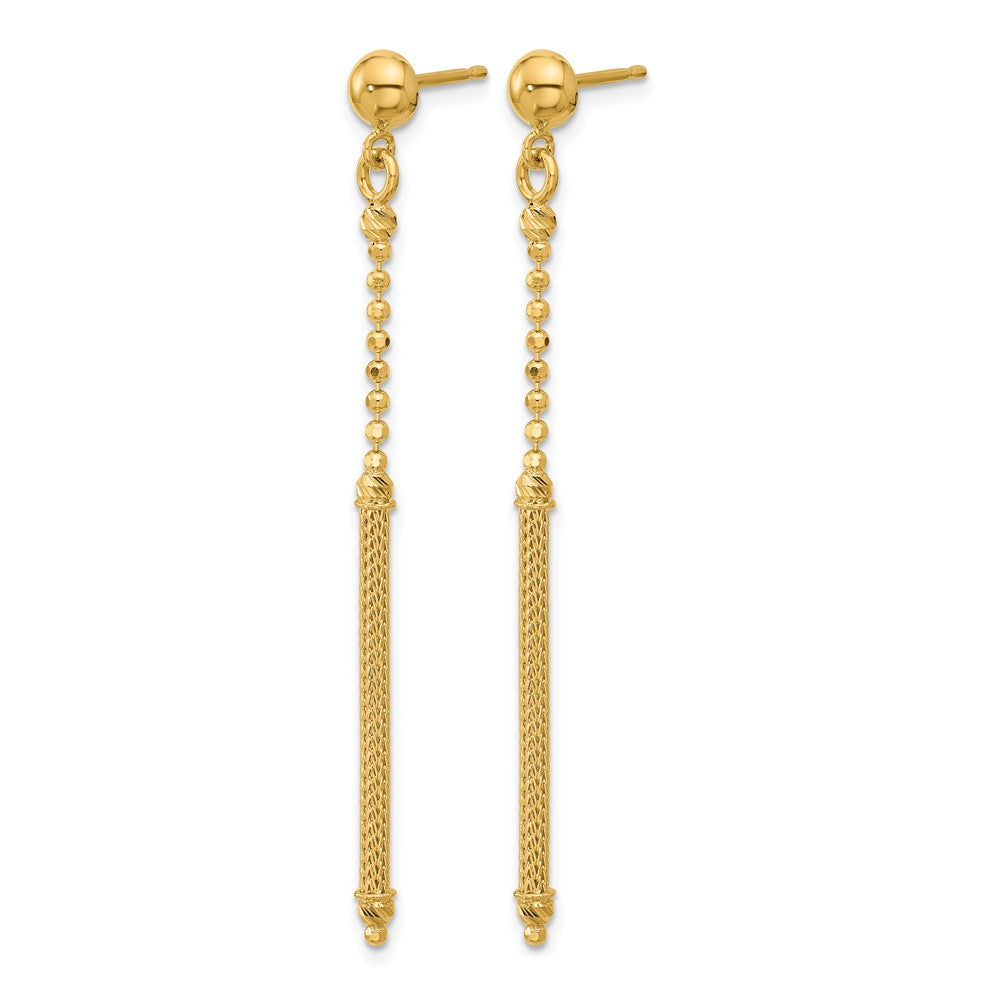 Polish/Texture/Dia-cut Bead w/Bar Dangle Post Earrings