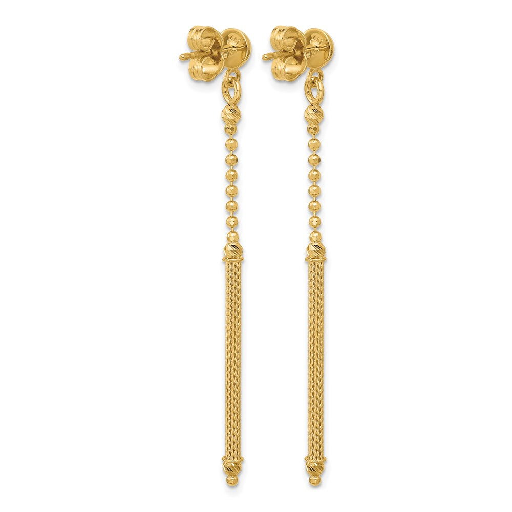 Polish/Texture/Dia-cut Bead w/Bar Dangle Post Earrings