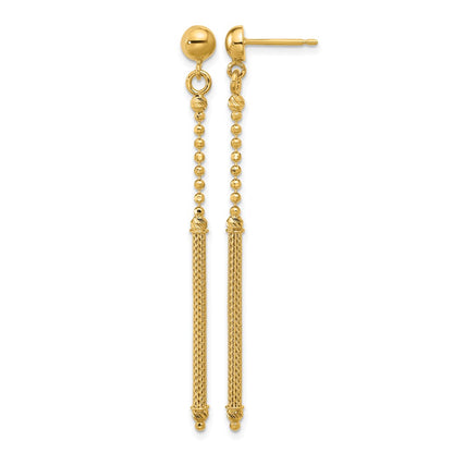 Polish/Texture/Dia-cut Bead w/Bar Dangle Post Earrings