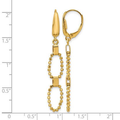 Polished/Dia-cut Beaded Link Dangle Leverback Earrings