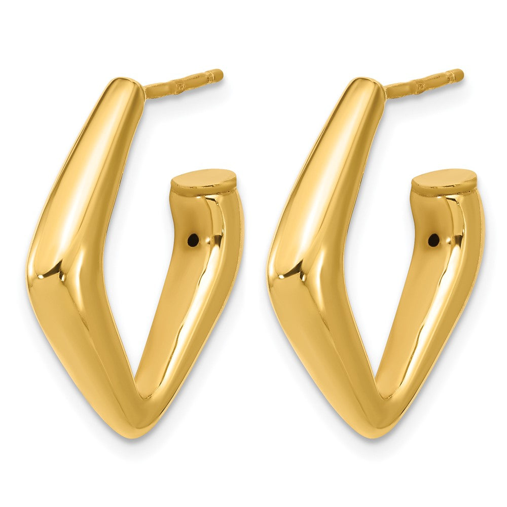 Polished Hollow J-Hoop Post Earrings - 4mm