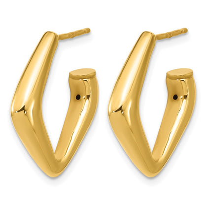 Polished Hollow J-Hoop Post Earrings - 4mm