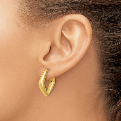 Polished Hollow J-Hoop Post Earrings - 4mm