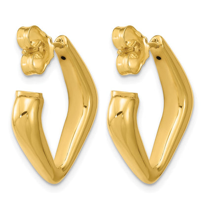Polished Hollow J-Hoop Post Earrings - 4mm