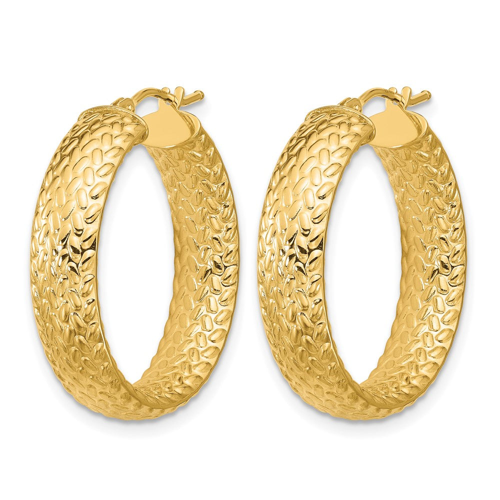 Polished Weave Design Round Hoop Earrings - 3.06g