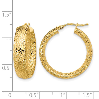 Polished Weave Design Round Hoop Earrings - 3.06g