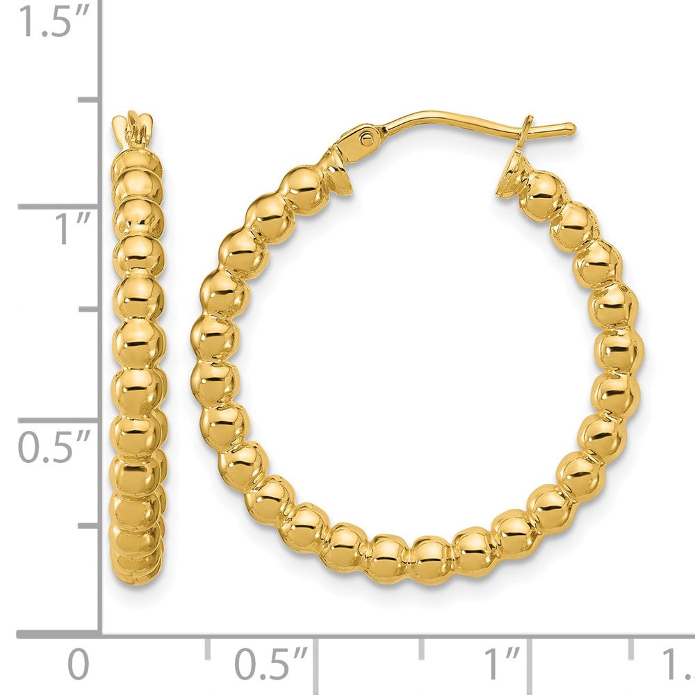 Polished Beaded Round Hoop Earrings - 2.72g