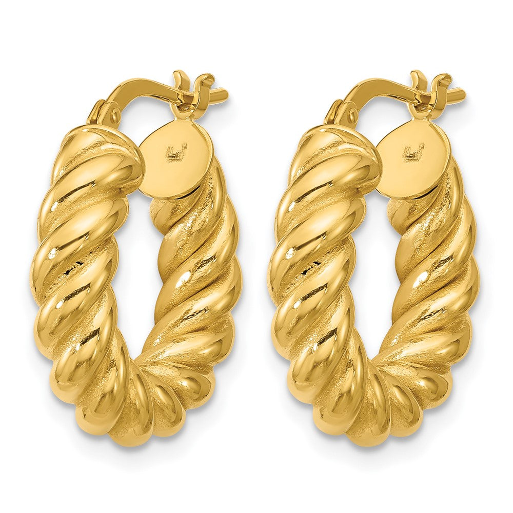 Polished/Twisted Round Hoop Earrings - 2.71-2.83g