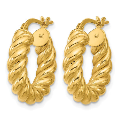 Polished/Twisted Round Hoop Earrings - 2.71-2.83g