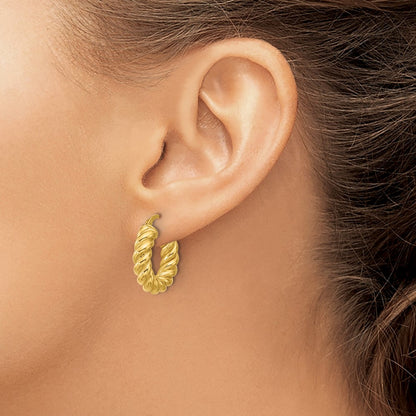 Polished/Twisted Round Hoop Earrings - 2.71-2.83g