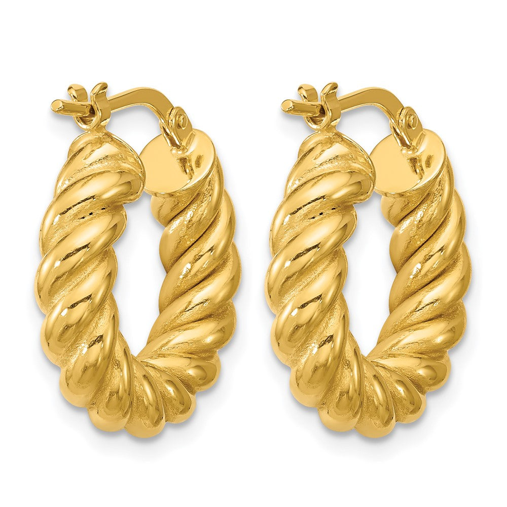 Polished/Twisted Round Hoop Earrings - 2.71-2.83g