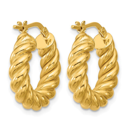 Polished/Twisted Round Hoop Earrings - 2.71-2.83g