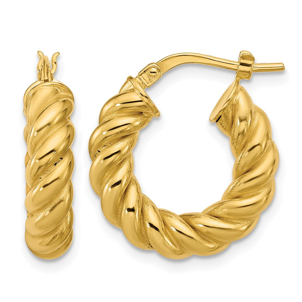 Polished/Twisted Round Hoop Earrings - 2.71-2.83g
