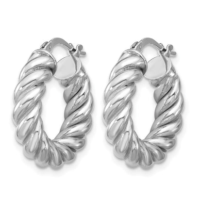 Polished/Twisted Round Hoop Earrings - 2.71-2.83g