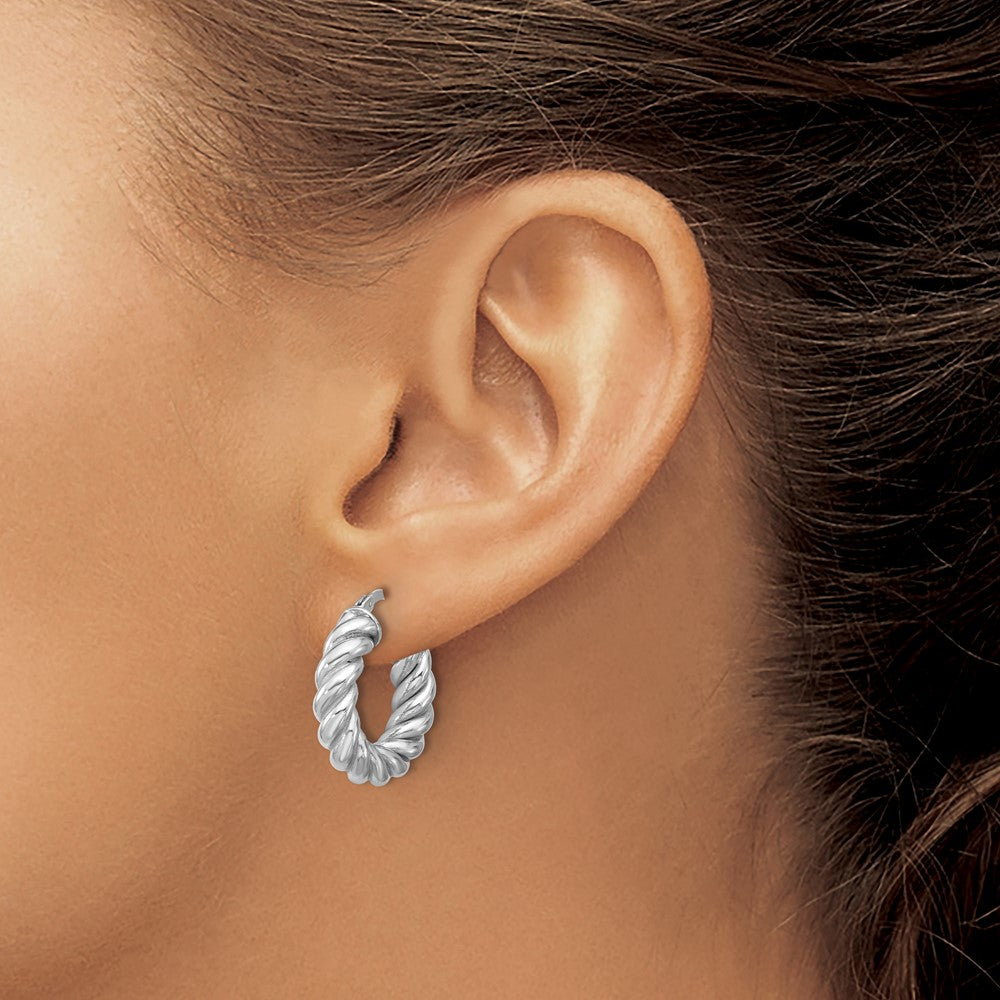 Polished/Twisted Round Hoop Earrings - 2.71-2.83g