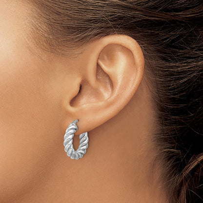 Polished/Twisted Round Hoop Earrings - 2.71-2.83g